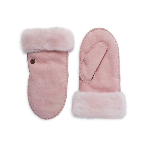 UGG KIDS LEATHER & REAL SHEARLING TRAPPER HAT AND MITTENS SET. SHEEPSKIN - Picture 16 of 16